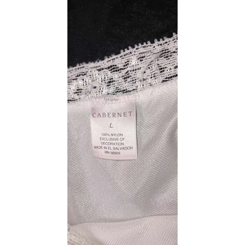 VTG Cabernet Satin Lace Trim Full Slip Dress Nightgown L White Ethereal Angelic